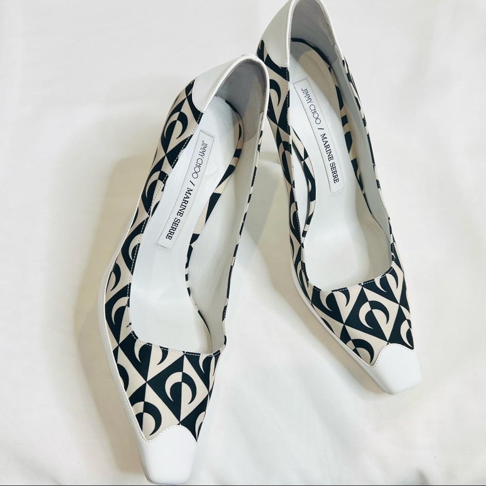 JIMMY CHOO x MARINE SERRE limited edition white leather pumps (Sz 37.5) - Picture 13 of 13